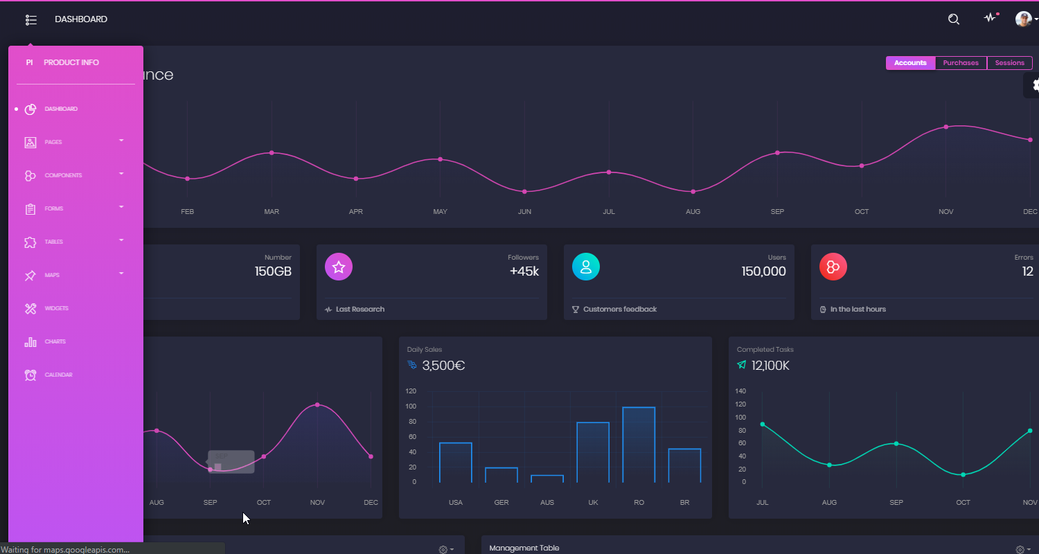 Flask Dashboard Black Pro - App Screen.