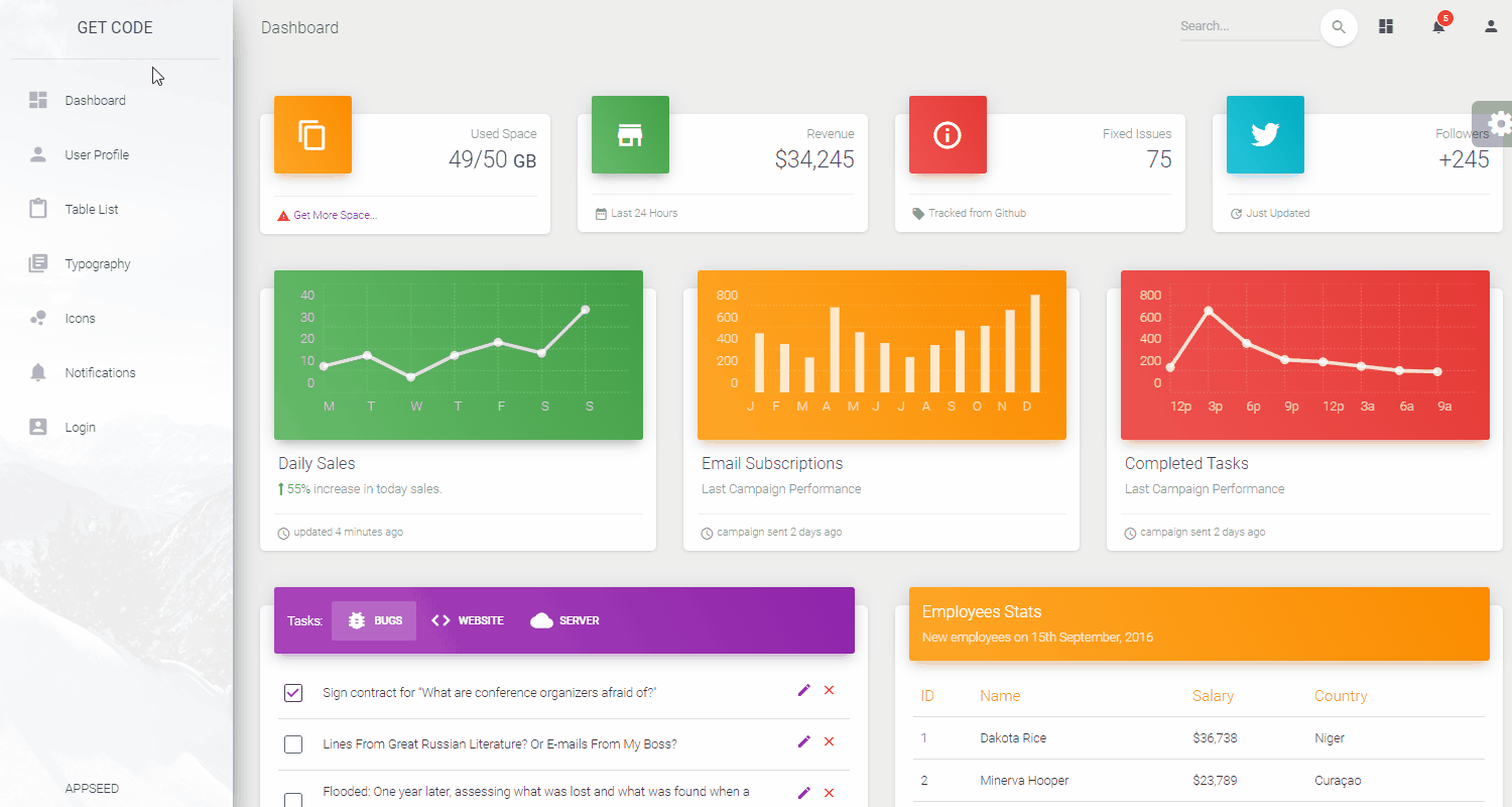 Flask Material Dashboard - Open-Source Flask Dashboard.