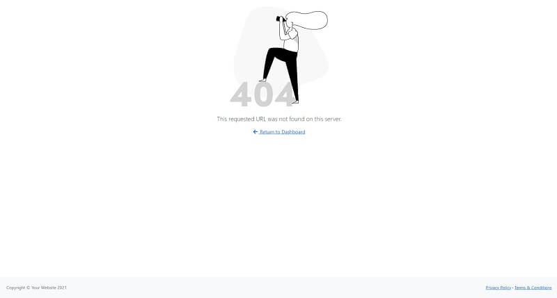 The 404 Error page provided by SB Admin dashboard template.  