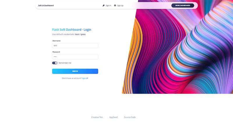 Flask Soft Dashboard - Login Page.