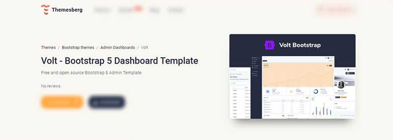The cover of Volt Dashboard, a popular Bootstrap 5 design provided by Themesberg.