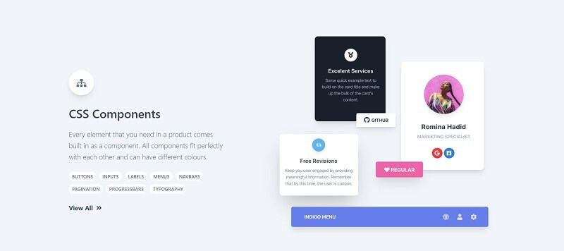 Components page provided by Notus Design, a modern React UI Kit styled with Tailwind CSS.