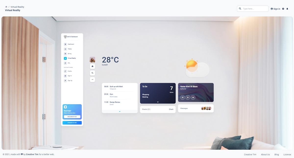 Sample Page of Soft UI Template, a free React Dashboard crafted on top of Materui UI components library.