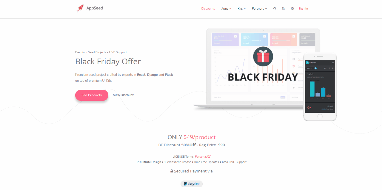 GIF animated presentation - Black Friday offer provided by AppSeed. 