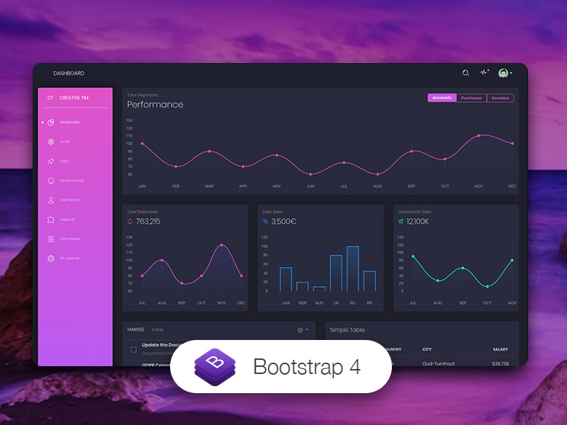 Black Dashboard - A beautiful BS4 design crafted and released foe free by Creative-Tim Agency.