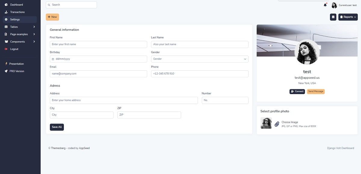 Django Bootstrap 5 - Profile Page.