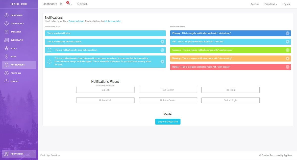 A colorful page with buttons and modals, all provided by Light Bootstrap Dashboard, an open-source template crafted by Creative-Tim.  