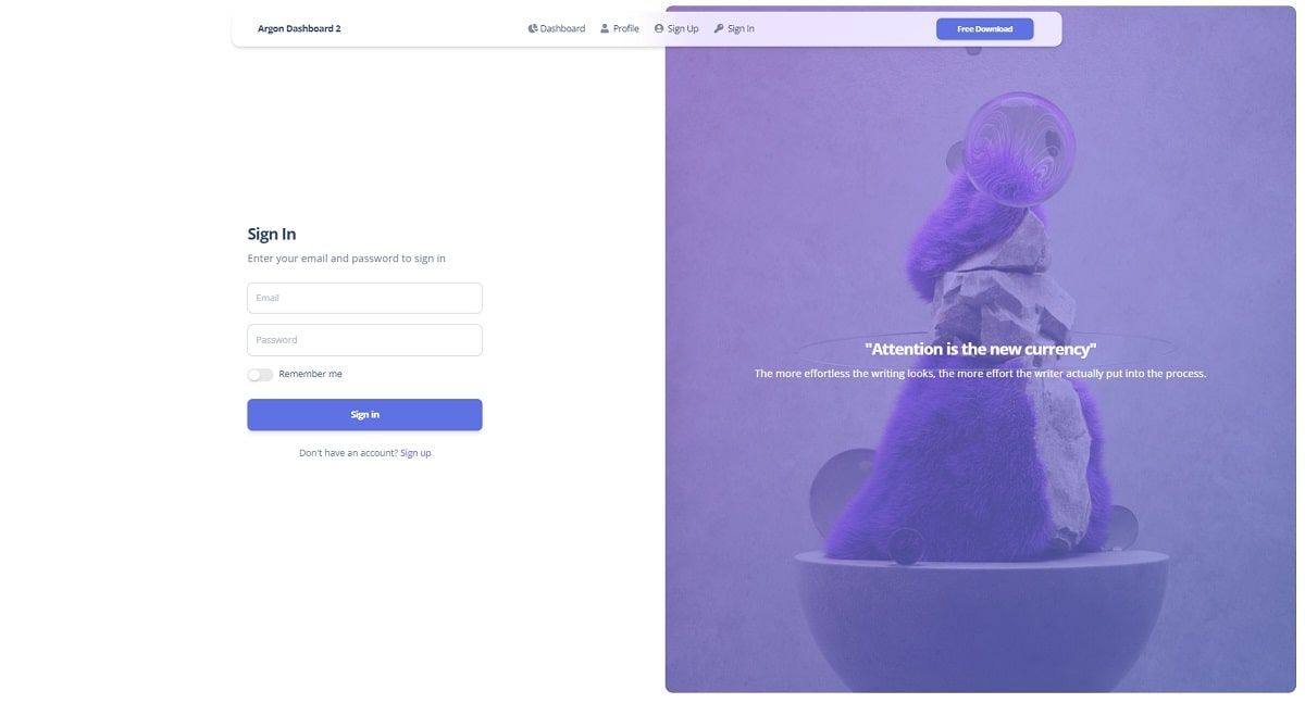 Argon Dashboard 2 - Sign IN Page