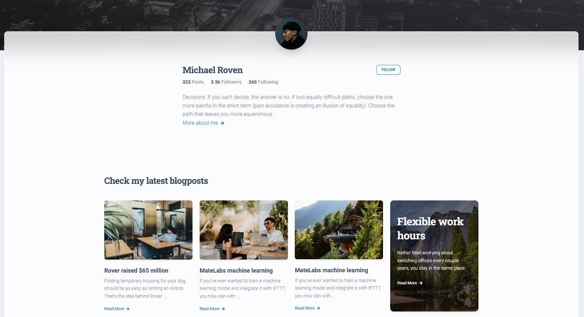 Material Kit 2 Bootstrap 5 - Author Page.