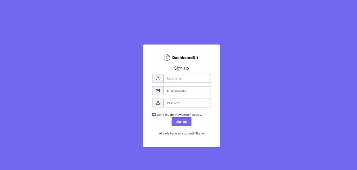 DashboardKit - Auth Page.