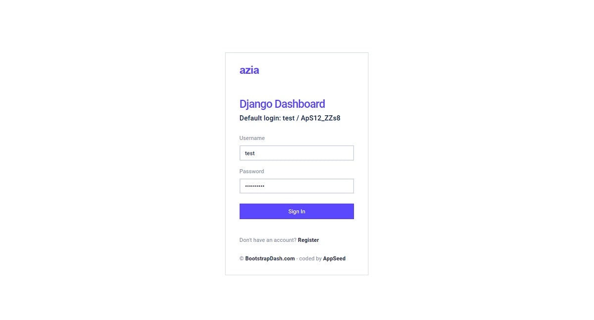 Django Azia - Login Page.