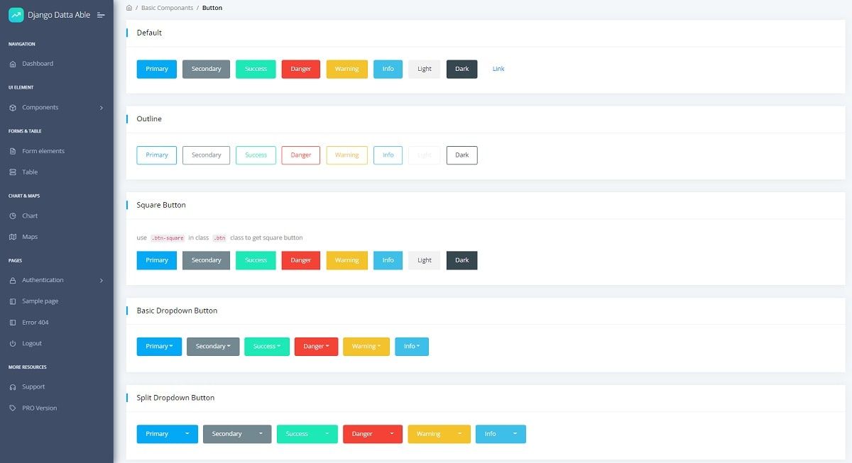 Django 4 Datta Able - UI Buttons.