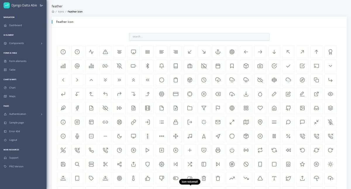 Django 4 Datta Able - UI Icons Set.