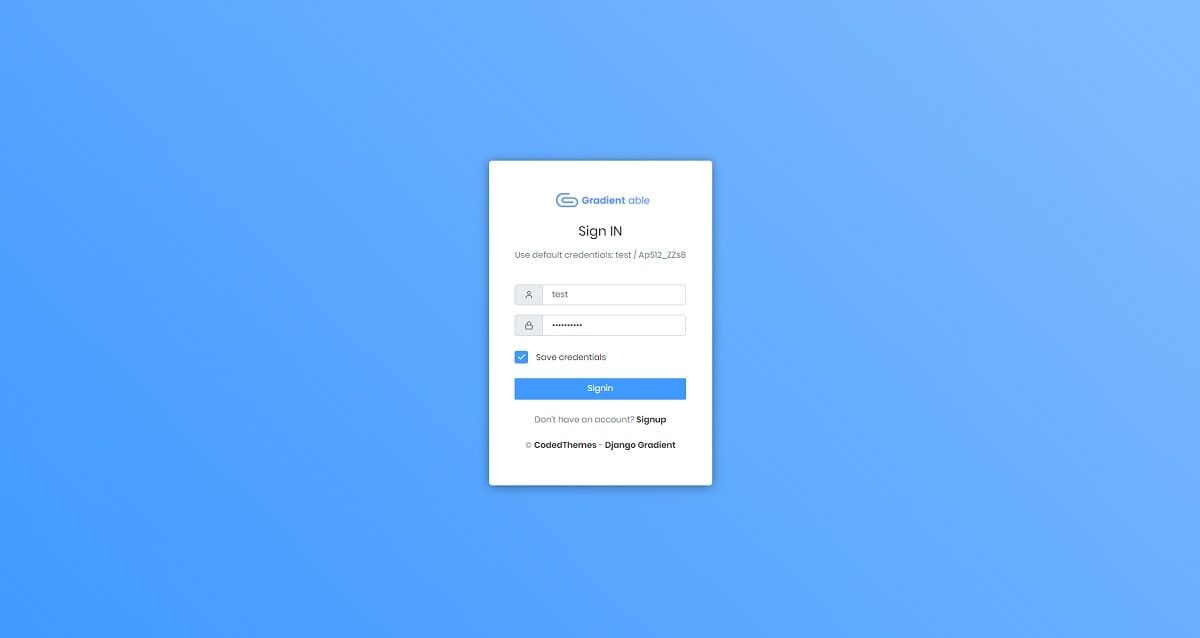 Django 4 Gradient Able - Login Page.