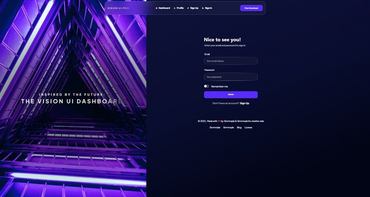 Vision UI Dashboard Chakra - Login Page.