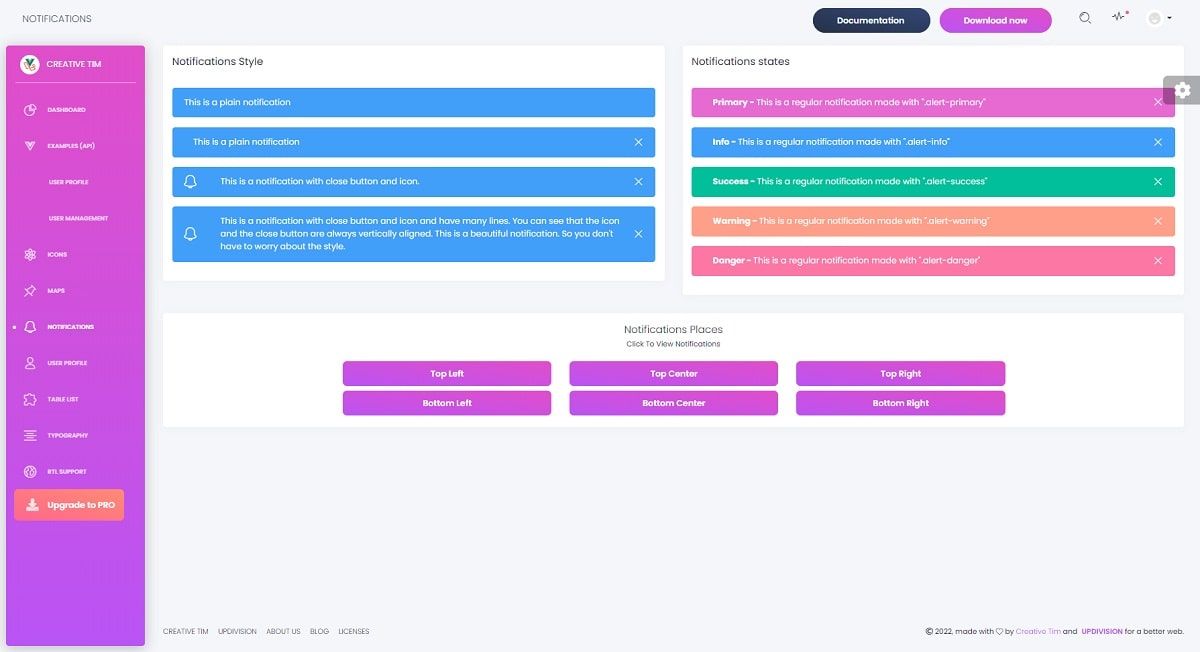 Open-Source Vue and Laravel Dashboard - Alerts Page.