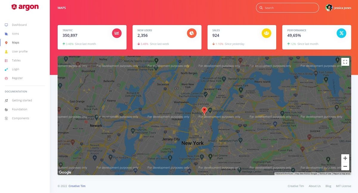 Argon Dashboard Angular - Google Maps Page.