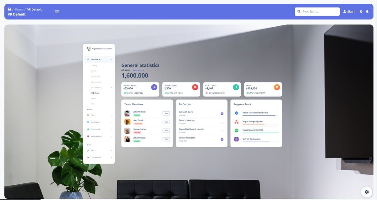 Argon Dashboard 2 PRO (Bootstrap 5 Design) - VR Page.