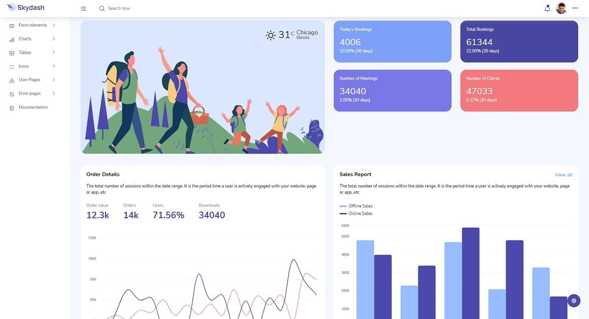 BoostrapDash Open-Source Products - SkyDash Dashboard