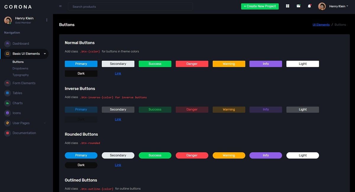 Corona Dashboard (Open-Source) - UI Buttons.