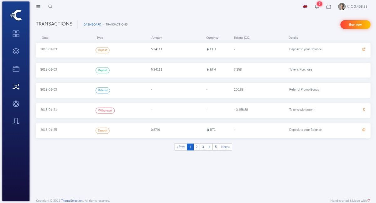 CryptoDash (Open-Source Dashboard) - Transactions Page