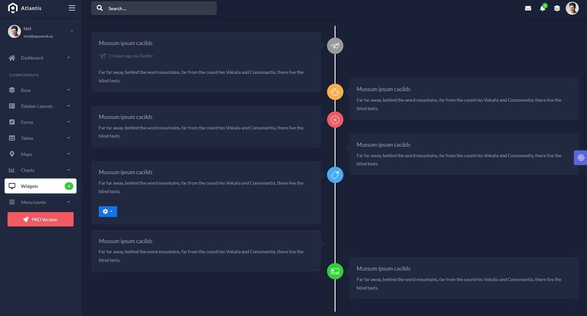 Django Atlantis Dark (Open-Source) - Timeline Widget.