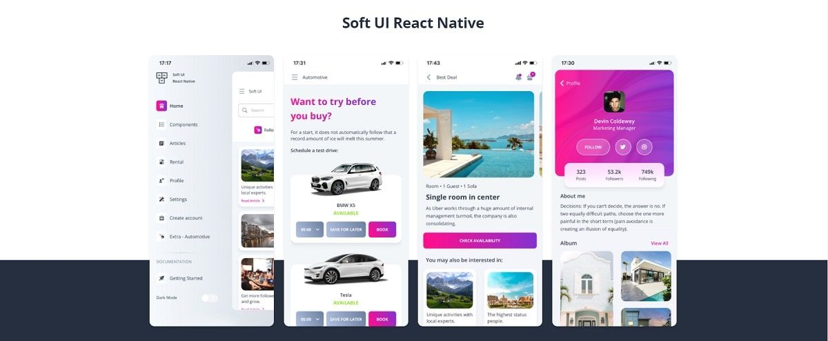 Soft UI Design System (Open-Source) - React Native Screens