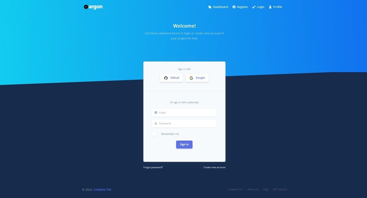 NextJS Argon Dashboard (Open-Source) - Login Page