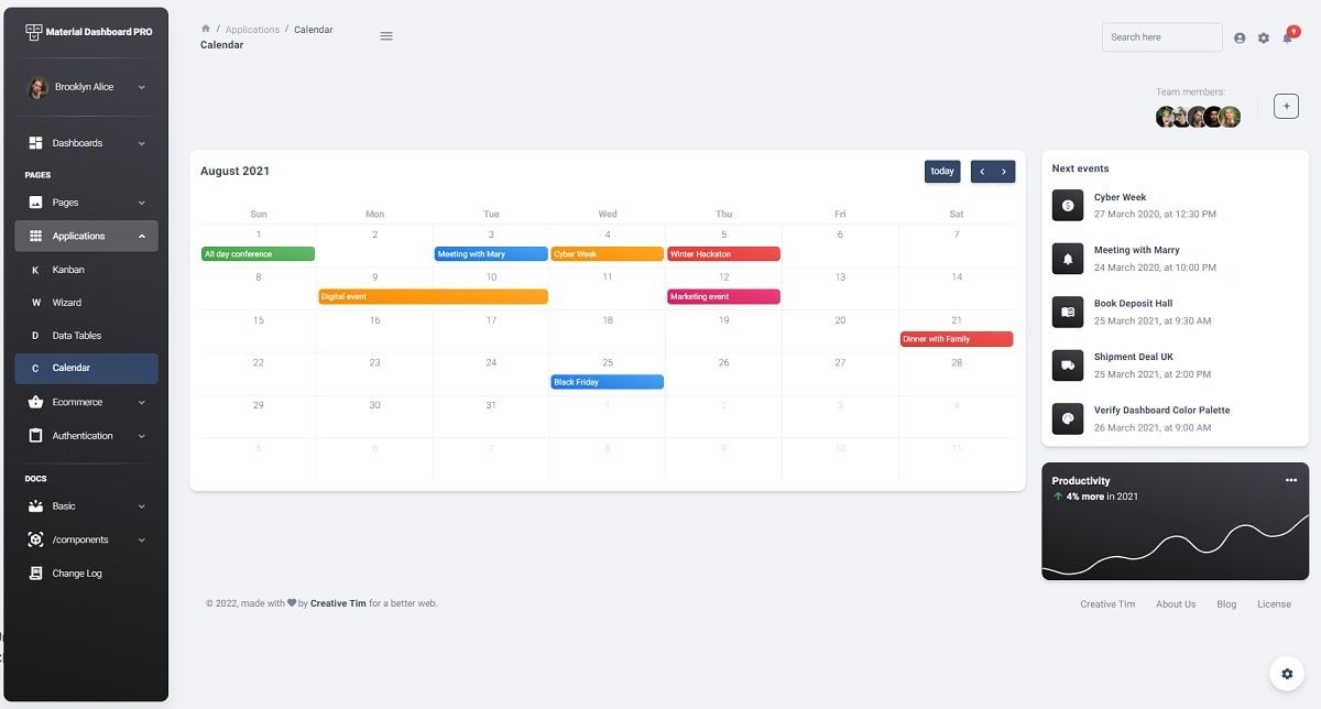 NextJS Material Dashboard 2 PRO - Calendar Page