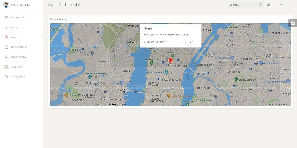 Paper Dashboard 2 (Open-Source Bootstrap Template) - Maps Page.