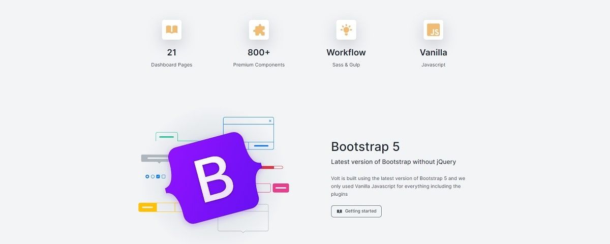 Volt Bootstrap 5 (Open-Source) - Design Features.