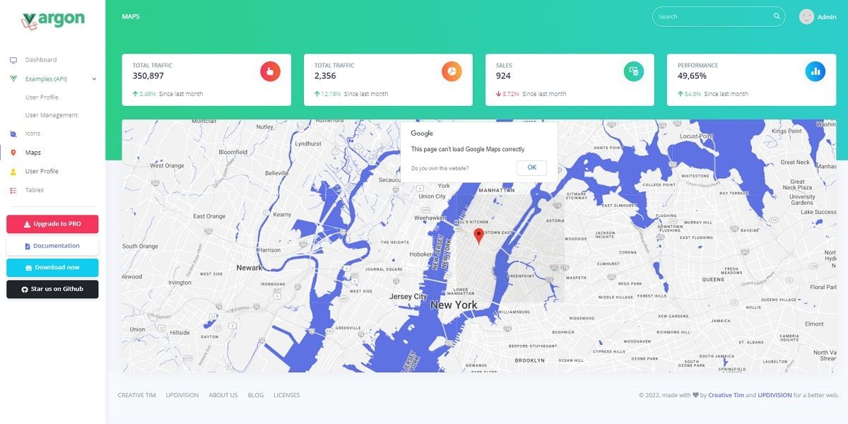 Vue Argon Dashboard (Open-Source) - Maps Page