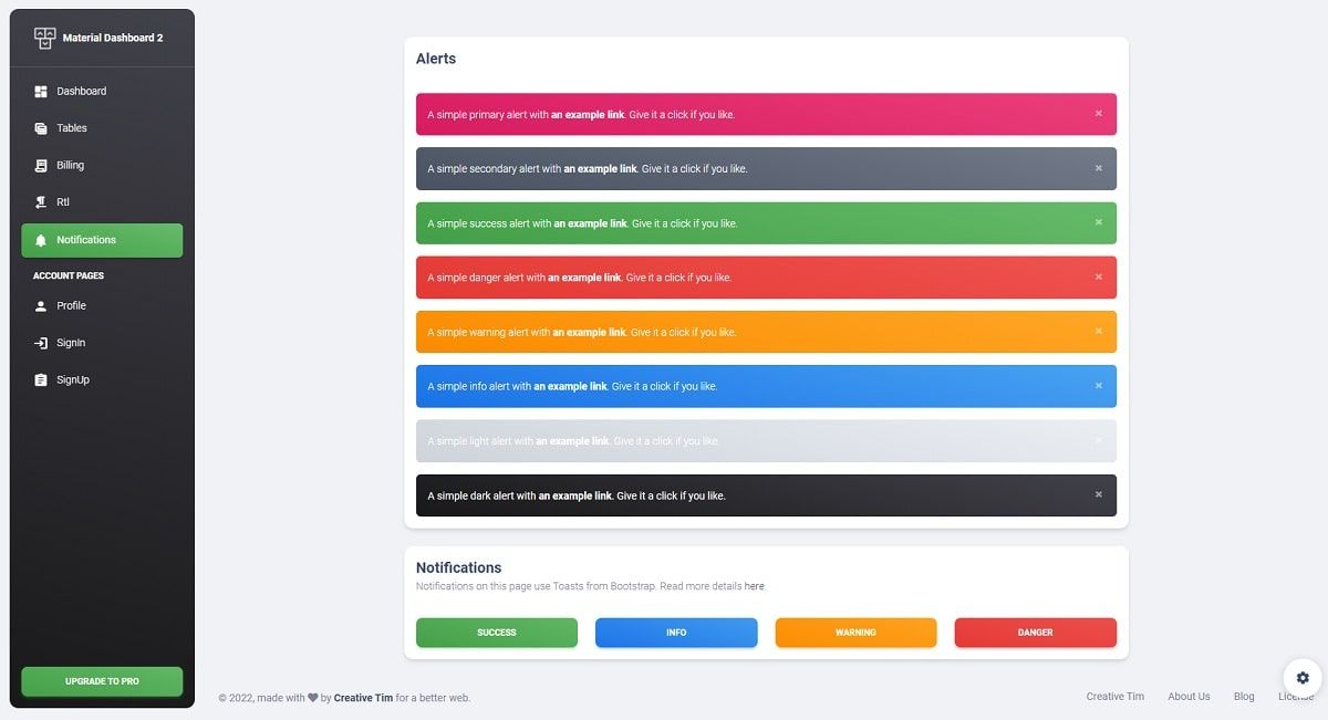 Vue 3 Material Dashboard - UI Alerts Page (built with Bootstrap 5).