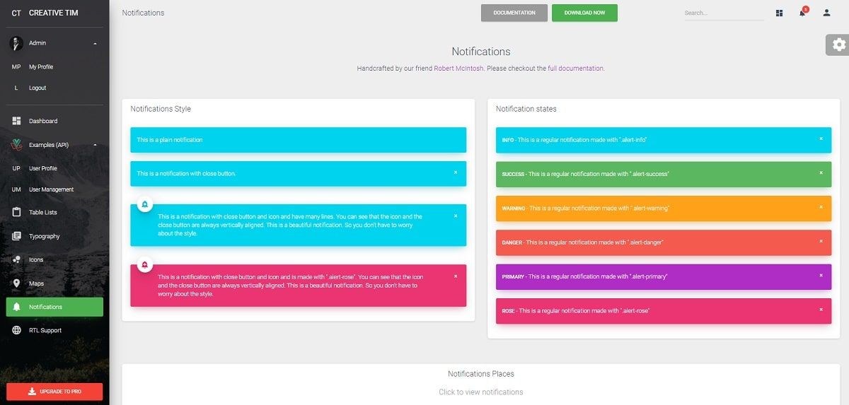 Vue Laravel Material Dashboard - Alerts Page.