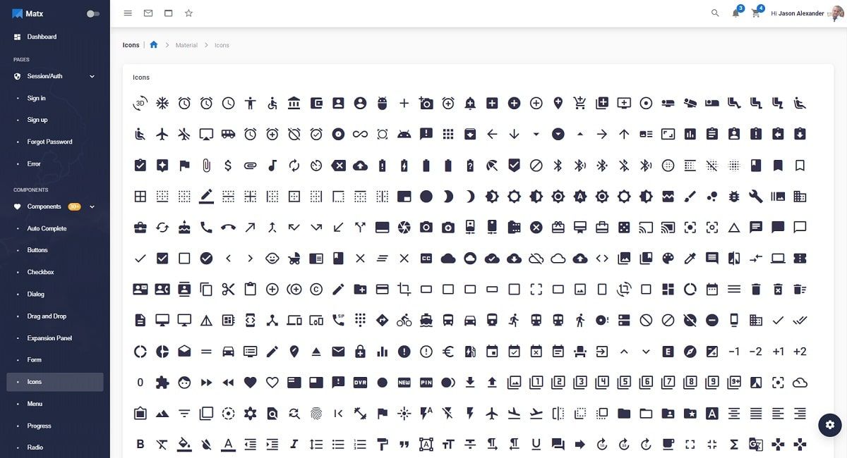 MatX React M-UI Dashboard (Open-Source) - UI Icons