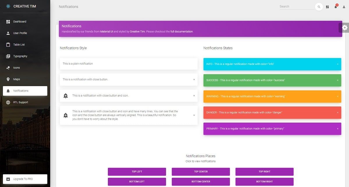 NextJS Material Dashboard (Open-Source) - Alerts Page