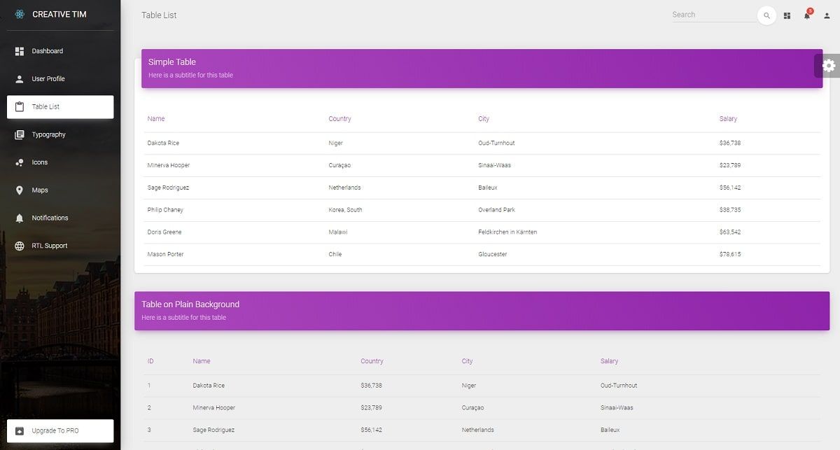 NextJS Material Dashboard (Open-Source) - UI Tables