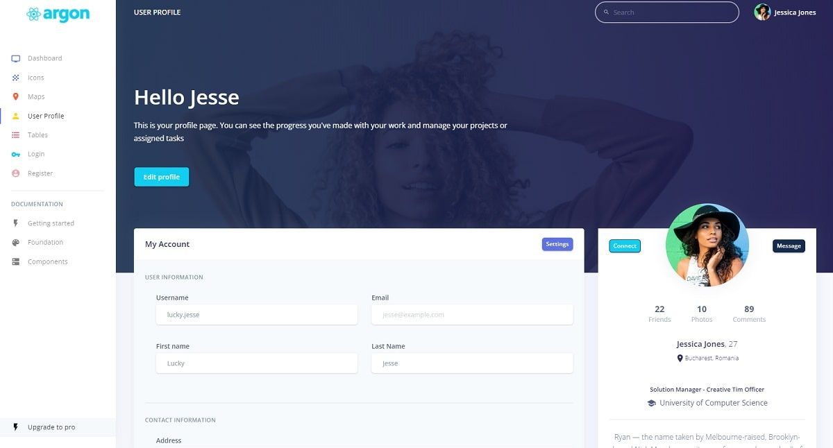 React MUI Template (Open-Source) - User Profile Page