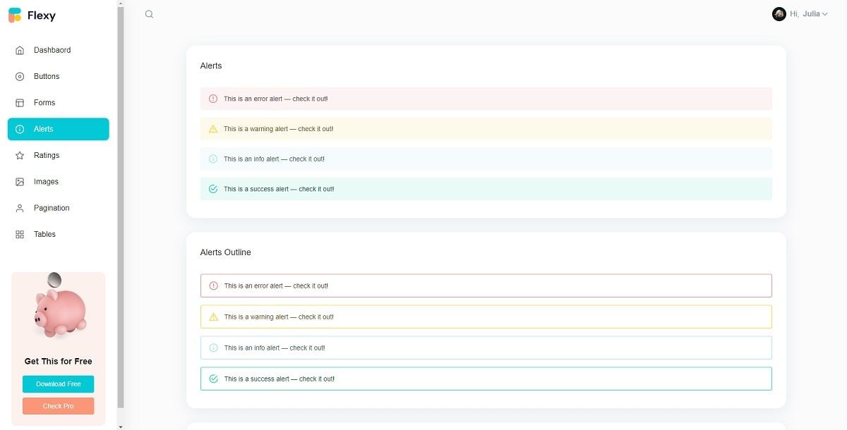 Flexy Nextjs (Free Template) - UI Alerts Page