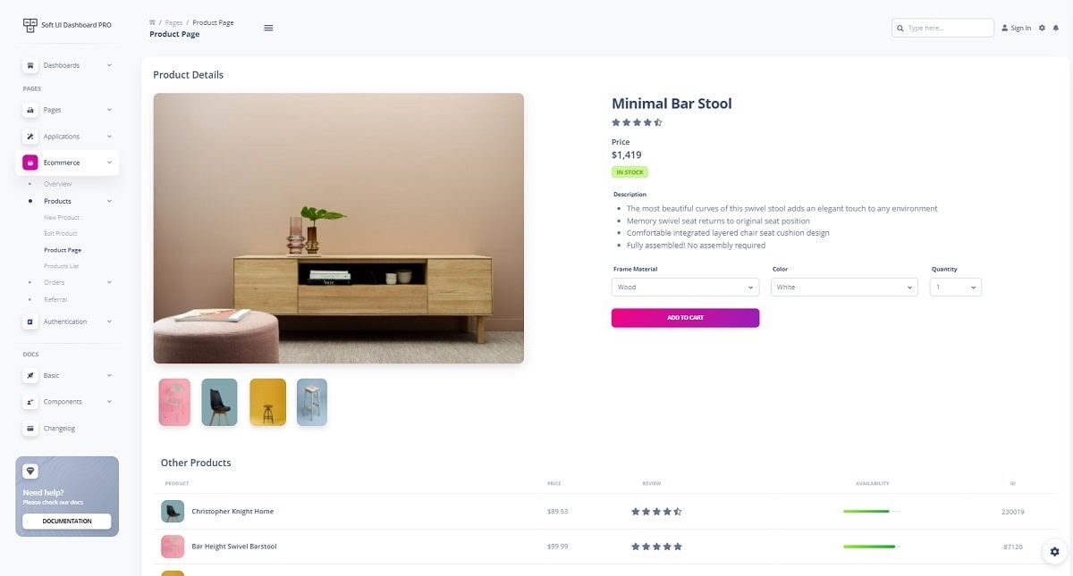 Soft UI Dashboard PRO (Premium Bootstrap 5) - eCommerce Product Page
