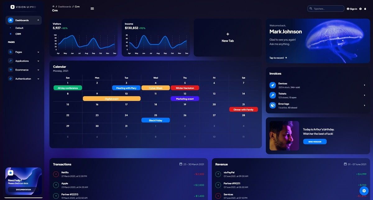 Vision UI Dashboard PRO (MUI Template) - CRM Page