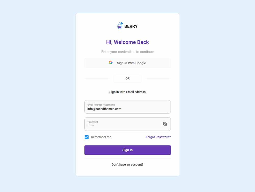 Berry M-UI Template - Login Page