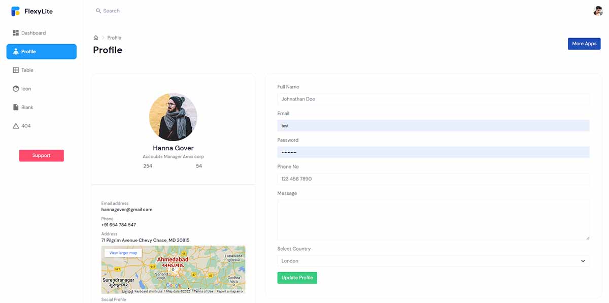 Flexy Admin Lite - User Profile Page