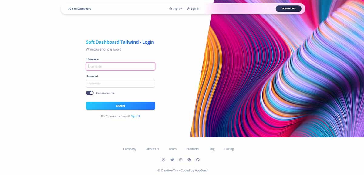 Tailwind CSS Django Starter - Login Page