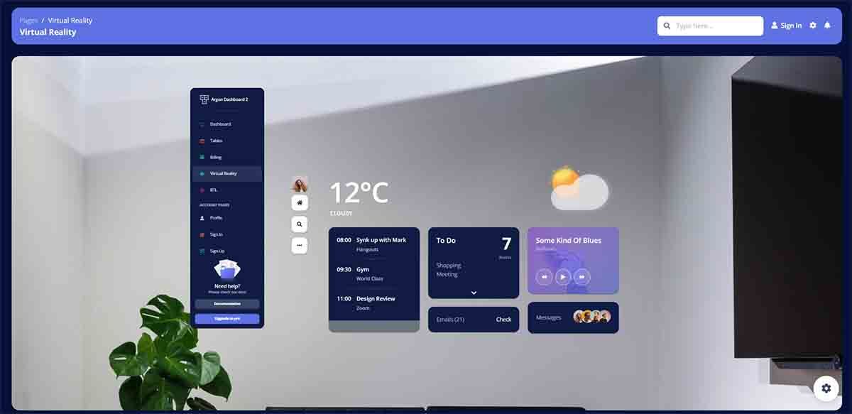 Argon Dashboard BS5 - VR Page (open-source)