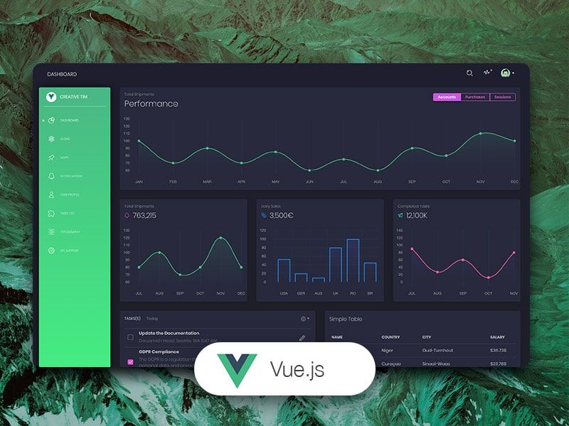 Black Dashboard - Built with Vue and Bootstrap (free project)