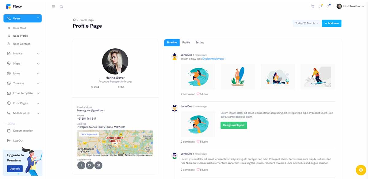 Flexy Bootstrap 5 (premium version) - User Profile Page