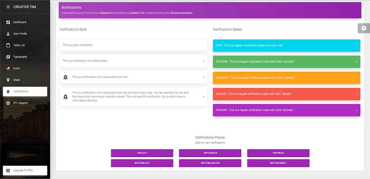 NextJS Material Dashboard - Alerts Page (open-source)