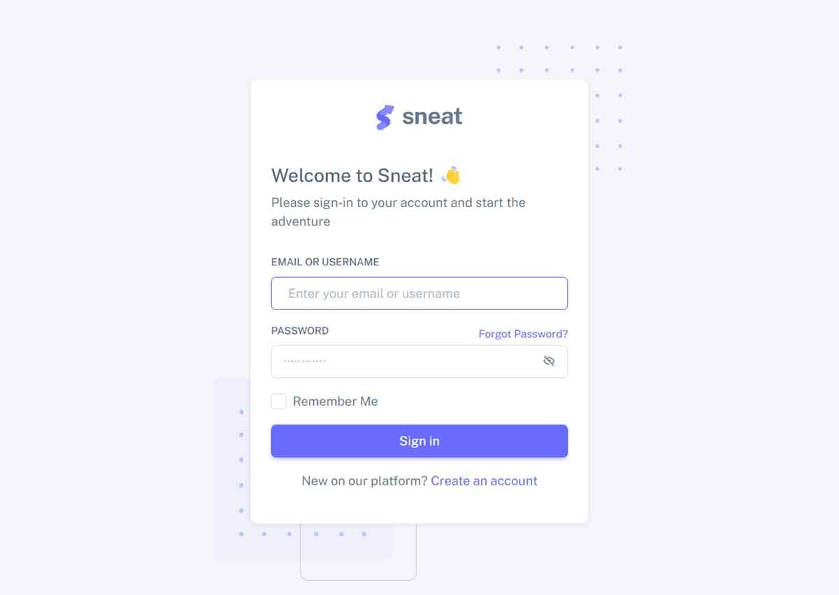 Sneat Laravel - Login page (Open-Source Starter)