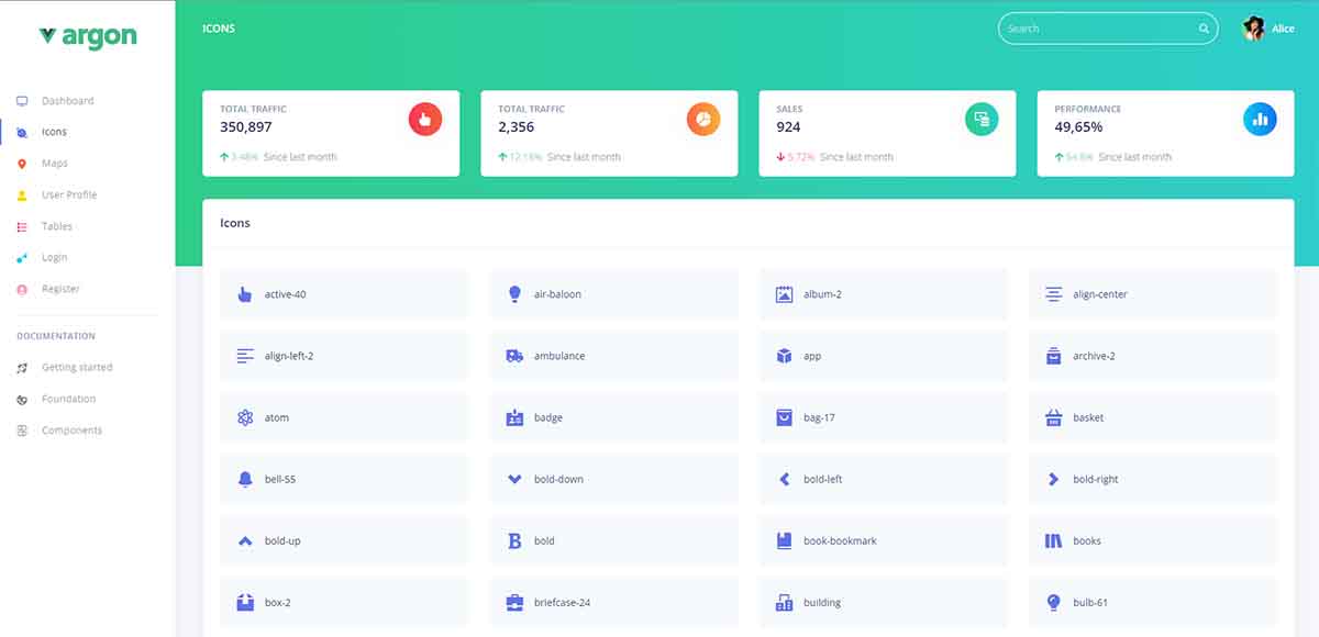 Argon Dashboard Vue.js - UI Icons (open-source)